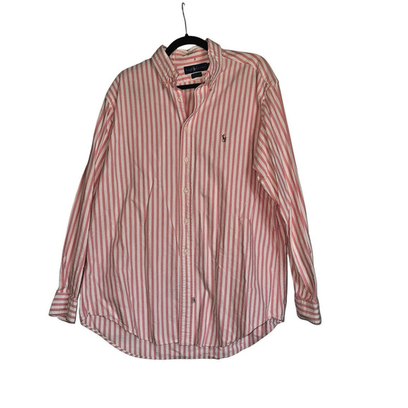 Ralph Lauren Sz 16 1/2 Yarmouth Cotton Striped Button Down Shirt Preppy Classic - Picture 1 of 6
